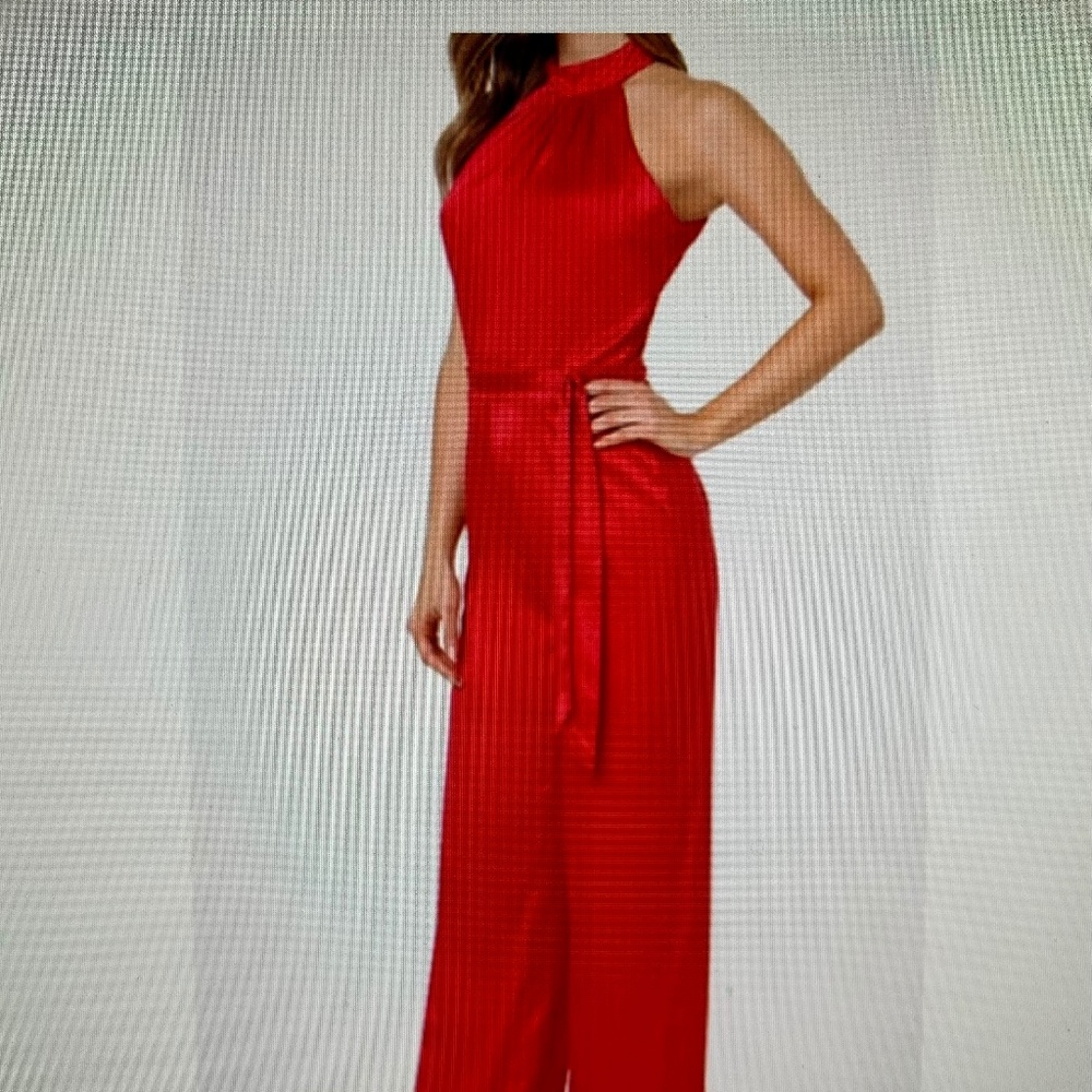 Bebe Red Halter Jumpsuit